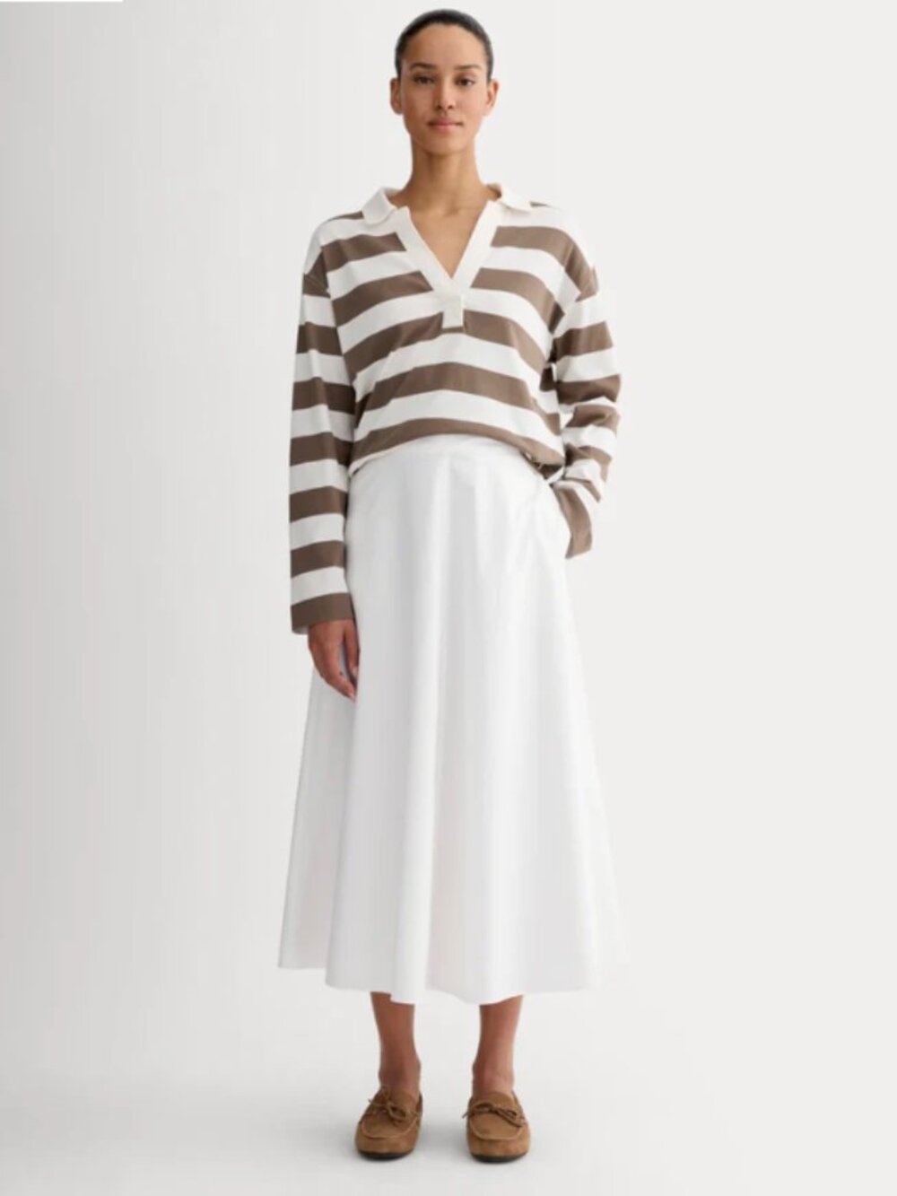 Everlane • The Midi Skirt in Ultrasoft Cotton, White